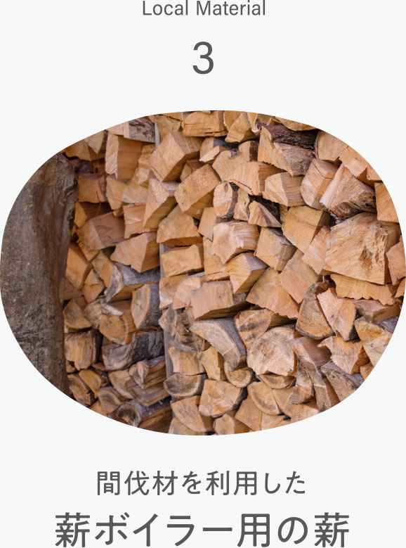 Local Material 3　間伐材を利用した薪ボイラー用の薪